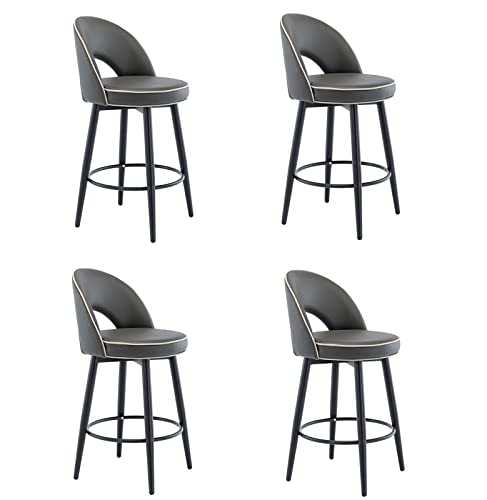 LKHGTR 360 ° Schwenkfamilie Stuhl Barhocker Barhocker Set von 4, gepolsterte Lederzählerhohe für Pub Island, Black Metallbeine Schwarze Fußstütze für Pub Home Bars Dining Room (Farbe Made in China von LKHGTR