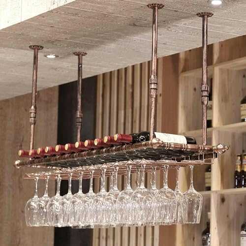 LKHGTR Bareinheit Floating Regale Wand, montierte Weinregale, Deckenweinflaschenhalter hängende Metall Eisen Weinglas Rack Goblet Stemware Racks, 120 * 30 cm Made in China von LKHGTR
