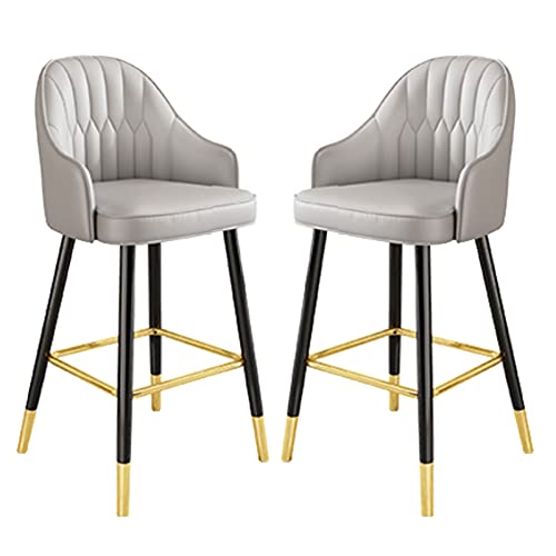 LKHGTR Barhocker Set 2, Bar Height Barhocker mit Back 65/75 cm hohe Stühle für Kücheninsel Moderne Barstühle mit künstlichem Lederpolsterhochstuhl, Sitz von 2 (grau 65 cm) Made in China von LKHGTR