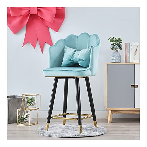 LKHGTR Barstil -Familienstühle, 25,6 "/29" Barhöhe Hocker mit Kissen, Samtpolsteriden und schwarzen Metallbeinen, 1 Stück (hellblaue Höhe 65 cm) Made in China von LKHGTR