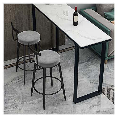 LKHGTR Barstil Family Chairs Set mit 2 Samtküchentheke mit Rückenlehne, Frühstücksstühle Hochhocker für Kücheninsel/Heimat Bar, Grau (kein Tisch) (graue Sitzhöhe 65 cm) Made in China von LKHGTR
