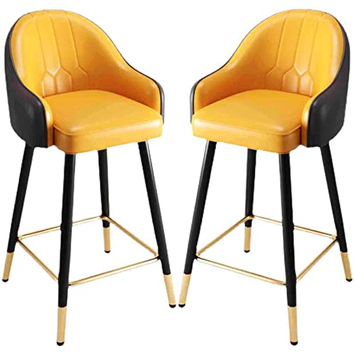 LKHGTR Barstühle 2 Hochstuhl mit Goldener Fußstütze, moderner Küchenbüroempfang Barstool, Nappa-Leder-Rücken- und Quadratrahmen (Größe: 75 cm, Farbe: Huai-02) (Huai 01) Made in China von LKHGTR