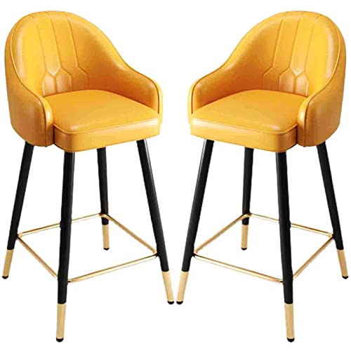 LKHGTR Barstühle 2 Hochstuhl mit Goldener Fußstütze, moderner Küchenbüroempfang Barstool, Nappa Leder-Rücken- und Quadratrahmen (Größe: 75 cm, Farbe: Huai-02) (Huai 02) Made in China von LKHGTR