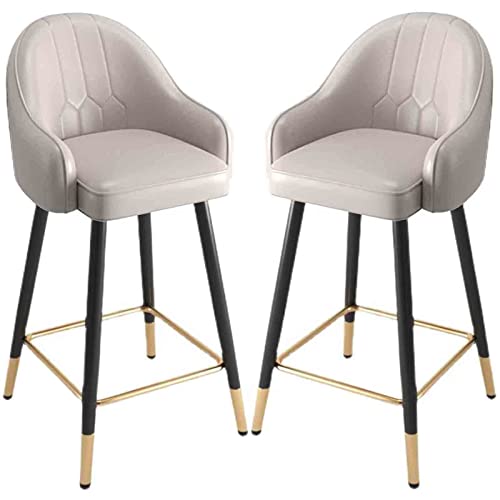 LKHGTR Barstühle 2 Hochstuhl mit Goldener Fußstütze, moderner Küchenbüroempfang Barstool, Nappa-Leder-Rücken- und Quadratrahmen (Größe: 75 cm, Farbe: Huai-02) (Huai 04) Made in China von LKHGTR