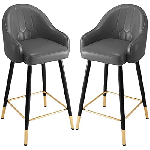 LKHGTR Barstühle 2 Hochstuhl mit Goldener Fußstütze, moderner Küchenbüroempfang Barstool, Nappa-Leder-Rücken- und Quadratrahmen (Größe: 75 cm, Farbe: Huai-02) (Huai 05) Made in China von LKHGTR