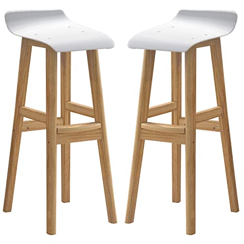 LKHGTR Barstühle Massivholz Barstool, Moderne Möbel Kücheninsel Restaurant Hochhocker mit Rückenlehne und Acrylkissen, 2 Stcs (Größe: 60 cm, Farbe: Blau) (Weiß 70 cm) Made in China von LKHGTR