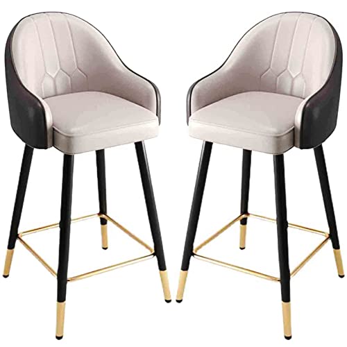 LKHGTR Barstühle Set von 2 Hochstuhl mit Goldener Fußstütze, moderner Küchenbüroempfang Barstool, Nappa-Leder-Rücken- und Quadratrahmen (Größe: 75 cm, Farbe: Huai-02) (Huai 03) Made in China von LKHGTR