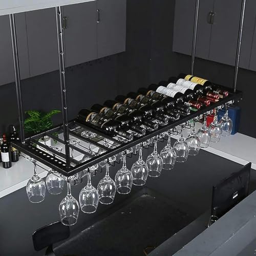 LKHGTR Deckenmetallweinregal, Höhe einstellbar, industrielle Dekorationsständer, Weinflaschenregal, Becher -Stammwarenhalter, für Bars/Restaurants/Küchen, 80 cm Made in China von LKHGTR