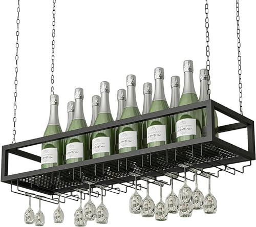 LKHGTR Deckenmontage Weinhalter Weinflaschenhalter, hängende Weinglasregale Becher Stammgeschosse Floating Weinregal für Under Cabinet Kitchen Bar, 80x25x20cm Made in China von LKHGTR