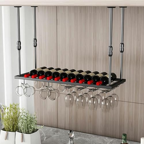 LKHGTR Deckenmontaged Hanging Wine Flaschenhalter, wandmontierte Eisenweinregal -Lagerhalter mit Stammgeschoss -Glasregal für die Küchenbar unter Kabinett, 100 * 30 cm Made in China LKHGTR Deckenmontaged Hanging Wine Flaschenhalter, wandmontierte Eisenweinregal -Lagerhalter mit Stammgeschoss -Glasregal für die Küchenbar unter Kabinett, 100 * 30 cm Made in China von LKHGTR