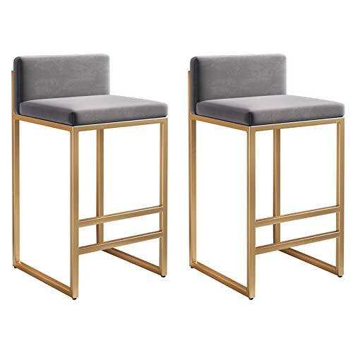 LKHGTR Family Bar Stuhlhocker Hochhocker Barhocker Set von 2 Quadratmeter Samt Sitz Barstools mit schwarz Made in China von LKHGTR