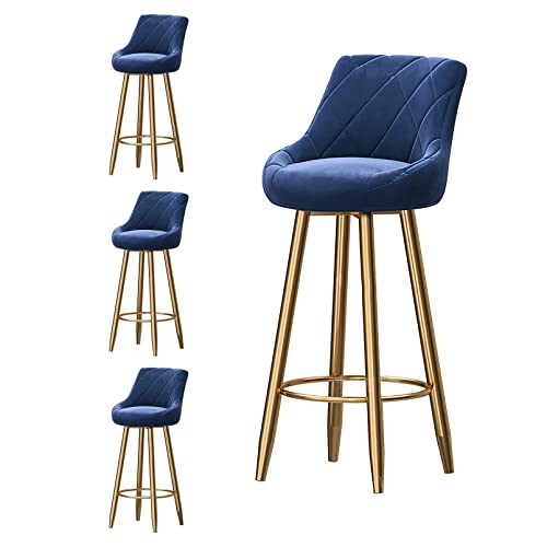 LKHGTR Family Stool Bar Stool Bar Stools Set von 4, samtpolsterte Barhocker mit Rücken, Stuhlstuhlmetallbeinen in Gold, 65 cm H -Sitzhöhe (schwarz 65 cm) (blau 75 cm) Made in China von LKHGTR