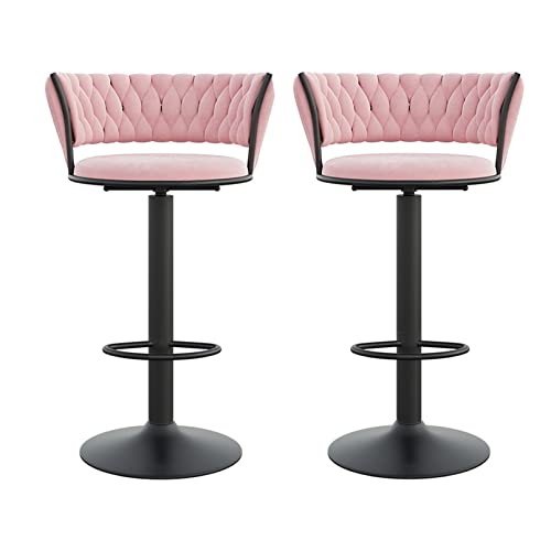 LKHGTR Family Stool Bar Stool Bar Stuhl-Stuhl-Set mit 2, moderner rund Verstellbarer Empfangstuhl, Gold Samt Barstuhl, Küchenstuhl, Höhe Einstellbarer 65-80 cm und 360 ° Drehgelenk (GRE Made in China von LKHGTR