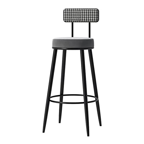 LKHGTR Family Stool Bar Stuhl Barhocker Set 1 Frühstücksküchentischhocker mit Rückenlehne und Metallbeinen, Velvet Bar Stühle Hochhocker für Kücheninseln/Home Bar (Grauhöhe 75 cm Made in China von LKHGTR