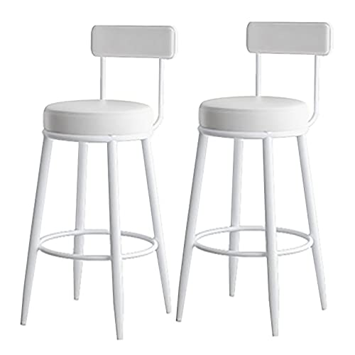 LKHGTR Family Stool Bar Stuhl Barhocker Set aus 2 weichen Pu Leder -Frühstücksstühlen mit Rückenländern und Metallbeinen, Küchentheke Familienhocker Barhockerhocker, weiß, 2 Stcs Sitz Made in China von LKHGTR