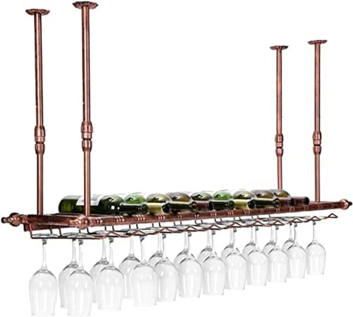 LKHGTR Hängende Weinglashalter Deckenweinregale, Vintage Weinflaschenhalter rustikaler Wandhalter -Stammhalter, einstellbare Höhe, 60 * 30 cm Made in China von LKHGTR