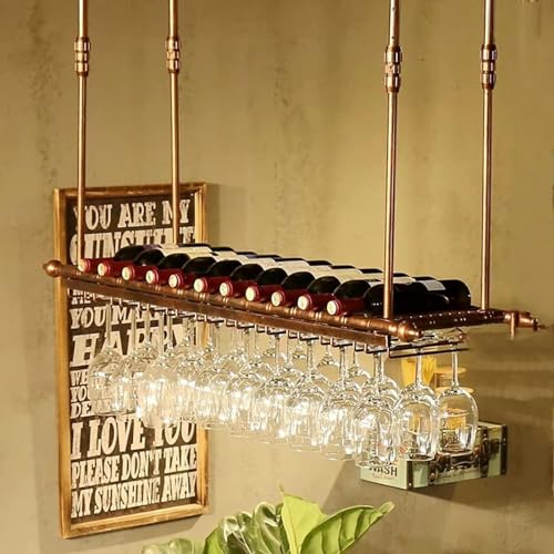 LKHGTR Hängende Weinglasregal Hängende Weinregal mit Glashalter und Regal, rustikaler Weinflaschenhalter, mit hängenden Stammbalchenhalter, wandmontiertes Metall -Haufen, 120 cm Made in China LKHGTR Hängende Weinglasregal Hängende Weinregal mit Glashalter und Regal, rustikaler Weinflaschenhalter, mit hängenden Stammbalchenhalter, wandmontiertes Metall -Haufen, 120 cm Made in China von LKHGTR