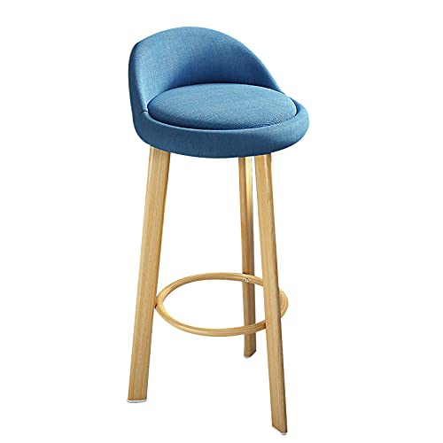LKHGTR Holzhocker -Stoffholzstuhl mit Fußstütze einfache Assembly Farmhouse Bar Stühle für Innenräume im Freien Haus Küchengeschäft (Grau 79 cm) (Blau 79 cm) Made in China von LKHGTR