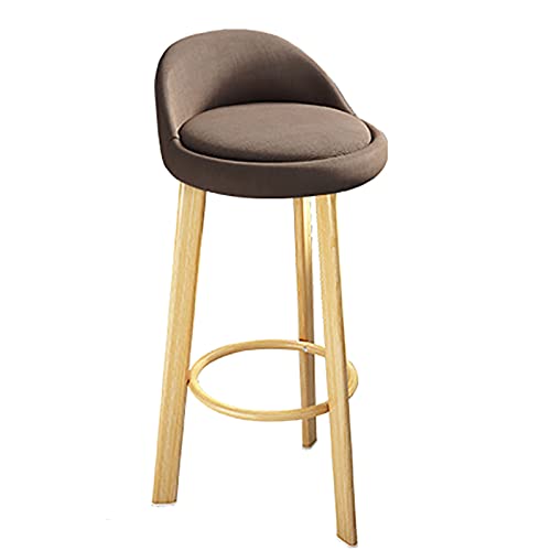 LKHGTR Holzhocker -Stoffholzstuhl mit Fußstütze einfache Assembly Farmhouse Bar Stühle für Innenräume im Freien Haus Küchengeschäft (Grau 79 cm) (Brown 79 cm) Made in China von LKHGTR