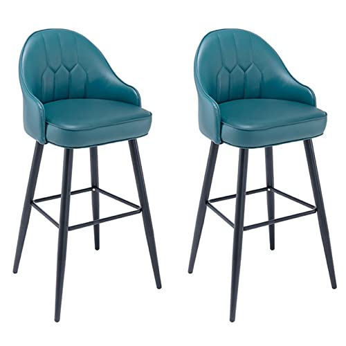 LKHGTR Küchentischtischhöhe Familienhocker Bar Stuhl Barhocker Set 2 mit Rücken, Hausessen Barstühle, PU Leder Schwarz Chrom Rahmen gepolsterten Sitz, für Pubs, Theke, Küche ist Made in China von LKHGTR