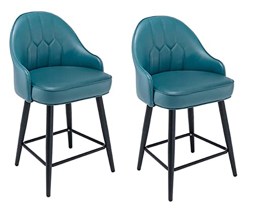 LKHGTR Küchentischtischhöhe Familienhocker Bar Stuhl Barhocker Set 2 mit Rücken, Hausessen Barstühle, PU Leder Schwarz Chrom Rahmen gepolsterten Sitz, für Pubs, Theke, Küche ist Made in China von LKHGTR