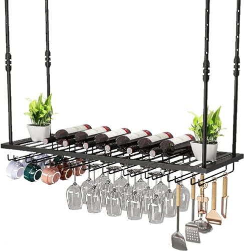 LKHGTR Metall -Eisenweinregal, verkehrt unten Becher, Höhe, verstellbar, Deckenhänge -Weinregal, Retro -Glasflaschenhalter, für Barküche nach Hause, 100 cm Made in China LKHGTR Metall -Eisenweinregal, verkehrt unten Becher, Höhe, verstellbar, Deckenhänge -Weinregal, Retro -Glasflaschenhalter, für Barküche nach Hause, 100 cm Made in China von LKHGTR
