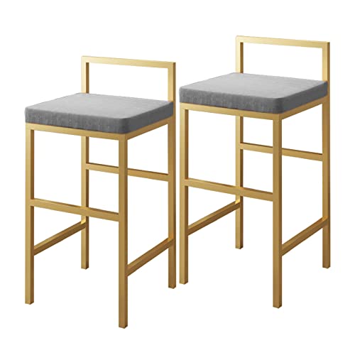 LKHGTR Moderne Velvet Family Stool Bar Stuhl Barhocker Set mit 2, gepolsterte Kücheninselhocker Küche Essstühle, Barstuhl für Home Bar Dining Room Pub, Grau/Blau/Grün/Pink/Blac Made in China von LKHGTR