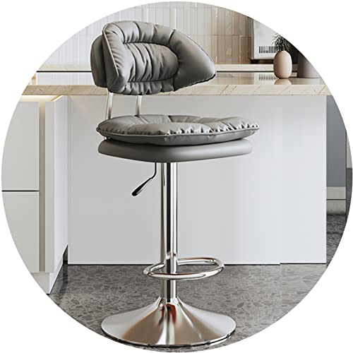 LKHGTR Schwenkbarer Barhocker, Tech-Stoff Sitzplatz Weicher Rückenstuhl, Küchenfeinsempfang, Metallchromplattierter, einstellbare 62-82 cm (Farbe: Blau) (grau) Made in China von LKHGTR