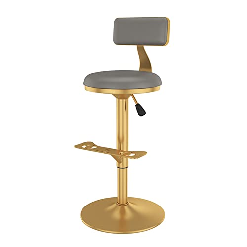 LKHGTR Schwenkfamilie Stuhl Bar Stuhl Barhocker mit Rückenstuhlstuhl, Küchendinsel Counter Height verstellbare Barhocker, goldene verchromte Metall mit Fußstützen -Lederpolstern Made in China von LKHGTR