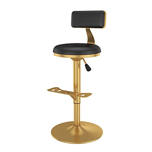 LKHGTR Schwenkfamilie Stuhl Bar Stuhl Barhocker mit Rückenstuhlstuhl, Küchendinsel Counter Height verstellbare Barhocker, goldene verchromte Metall mit Fußstützen -Lederpolstern Made in China von LKHGTR