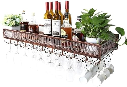 LKHGTR Weinflasche Rack Wandmontage Metall Weinglas Halterbar Hanging Wandglotz Stiel Rack, Champagner -Getränke -Lagerregal Display -Regal, 120 × 25 cm (47 × 10 Zoll) Made in China von LKHGTR