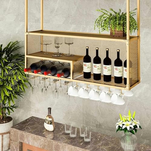 LKHGTR Weinglas Hanging Rack, wandmontierte Weinregal, Flaschen- und Glashalter, klarer Lagergeschäft Rot, Weiß, Champagner, schwimmendes Weinregal und Glas, Gold, 100x30x45 cm Made in China LKHGTR Weinglas Hanging Rack, wandmontierte Weinregal, Flaschen- und Glashalter, klarer Lagergeschäft Rot, Weiß, Champagner, schwimmendes Weinregal und Glas, Gold, 100x30x45 cm Made in China von LKHGTR
