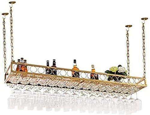 LKHGTR Weinregal Decke Weinregale, Bar, Restaurant, Hänge, Weinglasregal, Decke Golden, Weinflaschenregal Weinglashalter Stemware Goblet Racks Einstellbare Höhe zu Hause, 120 * 30 cm Made in China von LKHGTR