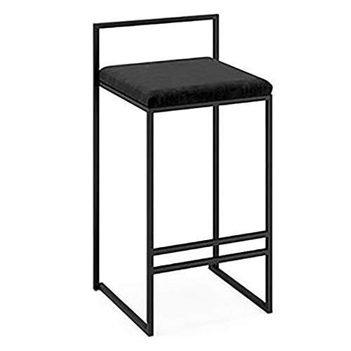 Luxuriöser Frühstücksfamilienhocker Barhocker -Barhocker, komfortable und weiche Barstühle, hohe Hocker mit Rückenlehne und Fußstütze, für Frühstücksbar/Theke/Küche/Zuhause (schwarz 65 cm/25.59 Made von LKHGTR