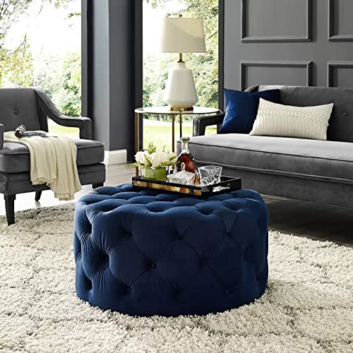 Luxuriöser bequemer, plüschiger Fußstützenhocker, kleiner Morder-Couchtisch, runde Tufted Velvet-Ottomane, Ende der Bettbank für Wohnzimmer Hosting Room Schlafzimmer-Navy 60x60x40 cm (24x24x16inch) Luxuriöser bequemer, plüschiger Fußstützenhocker, kleiner Morder-Couchtisch, runde Tufted Velvet-Ottomane, Ende der Bettbank für Wohnzimmer Hosting Room Schlafzimmer-Navy 60x60x40 cm (24x24x16inch) von LKHGTR