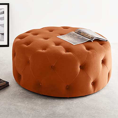 Luxuriöser bequemer, plüschiger Fußstützenhocker, kleiner Morder-Couchtisch, runder Tuftelvet-Ottomane, Ende der Bettbank für Wohnzimmer Hosting Room Schlafzimmer-Roge-Orange 60x60x40 cm (24x24x16inc Luxuriöser bequemer, plüschiger Fußstützenhocker, kleiner Morder-Couchtisch, runder Tuftelvet-Ottomane, Ende der Bettbank für Wohnzimmer Hosting Room Schlafzimmer-Roge-Orange 60x60x40 cm (24x24x16inc von LKHGTR