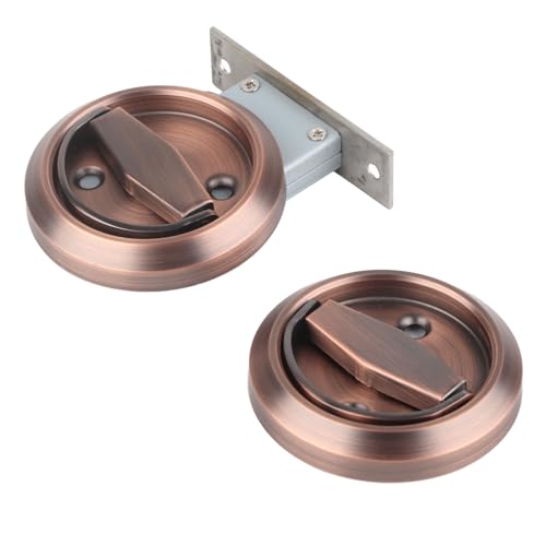 Runde eingebrauchte Türschloss, Taschen -Türschloss Durchgangstürgriff Schloss Schloss Lock Set Datenschutzschloss Hardware mit versteckten Zug Ringen für Badezimmer (rote Bronze) Made in China von LKHGTR