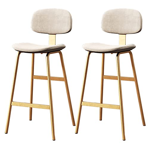 Set von 2 Family Stool Bar Stuhl Barhocker, moderne Theke der Counterheighöhe Stuhl Stuhl Stuhlhocker, Samt gepolstertes Esshocker, Barstuhl für Frühstückskücheninsel (Gold, Weiß s Made in China von LKHGTR