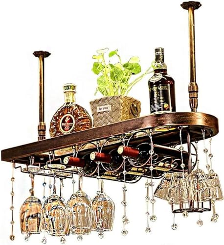 Wandmontierte Metallweinregalglashalter | Dekoratives Weinkorken -Aufbewahrungsgeschenk | Hängende Weinhalter | Flaschenhalter Glas Rack Easy Install | Wall Shelf Home Decor, B, 60x28cm (23,6 x von LKHGTR
