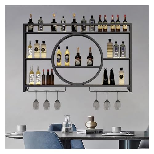 Wandmontierte Weinregal Weinglas Rack Bar Einheit schwimmende Regale mit LED Light Iron Display Ständer Weinhalter 3 Schicht Runde Weinregal für Küchen Wohnzimmer Haus Resta, Black-100x15x80 cm Made Wandmontierte Weinregal Weinglas Rack Bar Einheit schwimmende Regale mit LED Light Iron Display Ständer Weinhalter 3 Schicht Runde Weinregal für Küchen Wohnzimmer Haus Resta, Black-100x15x80 cm Made von LKHGTR