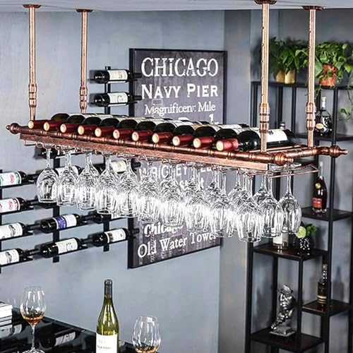 Weinregal hängen verstellbare Eisendecke auf den Kopf nach unten Weinglas -Rack Doppelte, Schichtlagerwand, montierte Weinflaschenregal mit Glashalter und Regal für Stangen, Heimkitchen, 120 * 30 cm Weinregal hängen verstellbare Eisendecke auf den Kopf nach unten Weinglas -Rack Doppelte, Schichtlagerwand, montierte Weinflaschenregal mit Glashalter und Regal für Stangen, Heimkitchen, 120 * 30 cm von LKHGTR