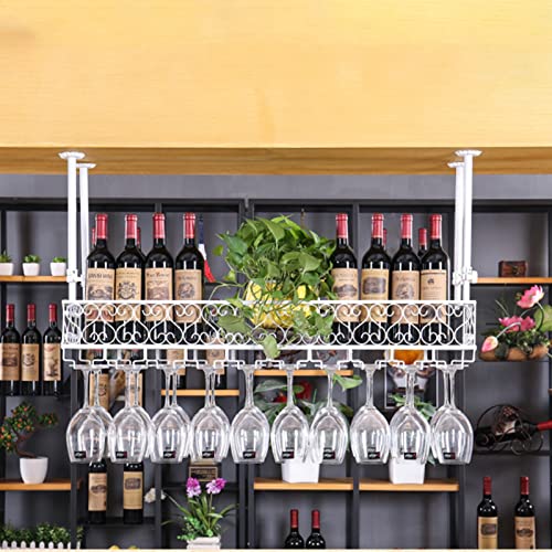 Weinregalwall -Weinregal mit Glashalter - rustikaler Metall -Champagnerflaschenhalter - schwimmendes Weinregal für die Küche - Multifunktionaler Aufbewahrungsausstellungsständer, 100x25 cm Made in von LKHGTR