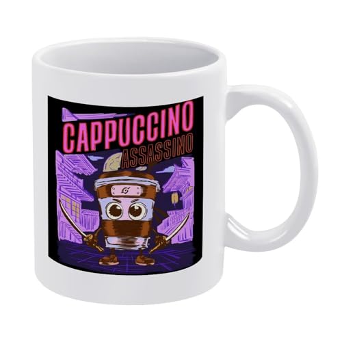 Capuccino-Assassino-Tasse, italienisches Brainrot-Meme, lustige Hai-Kaffeetasse, Keramik-Stil, Einheitsgröße von LKIMEWVK