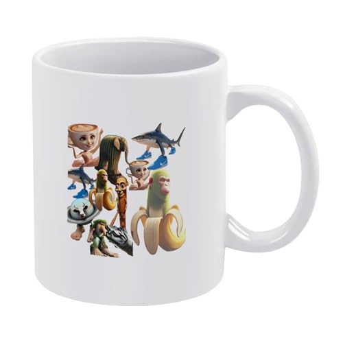 Tralalero-Tralala Brainrot-Tasse, italienisches Brainrot-Meme, lustige Hai-Kaffeetasse, Keramik-Stil, Einheitsgröße Tralalero-Tralala Brainrot-Tasse, italienisches Brainrot-Meme, lustige Hai-Kaffeetasse, Keramik-Stil, Einheitsgröße von LKIMEWVK