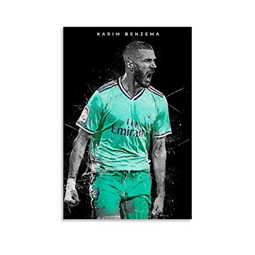 LKJHLK Karim Benzema Poster Fußball-Wanddekoration, Leinwand-Kunstdruck, für Büro, Schlafzimmer, Zuhause, Schlafsaal – Geschenk für Jungen, 30 x 45 cm von LKJHLK