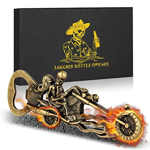 LKKCHER Coole Motorrad Skelett-Ritter-Geschenk, Bierflaschenöffner, Personalisierte Geschenke für Männer, Adventskalender Füllung Männer, Weihnachtsgeschenke Geburtstagsgeschenk Gadgets für Männer von LKKCHER