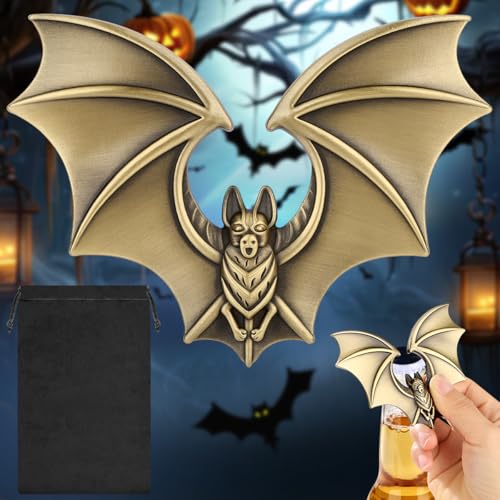 LKKCHER Fledermaus Bier Flaschenöffner, Goth Halloween Bier Geschenke, Bat Halloween Deko Geschenke für Männer, Fledermaus Weihnachtsgeschenke Geburtstagsgeschenk für Männer, Bronze von LKKCHER