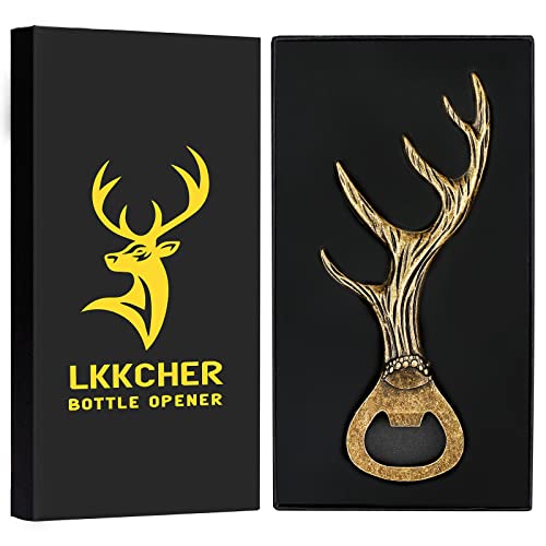 LKKCHER Hirschgeweih Geschenke, Geburtstagsgeschenk für Frauen Männer, Bierflaschenöffner, Weihnachtsgeschenke für frauen Männer, Personalisierte Geschenke für Jäger, Fraue, Männer, Mama, Papa, Vater von LKKCHER