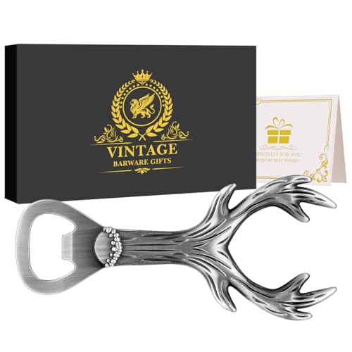 LKKCHER Jäger Geschenke für Männer, Hirschgeweih Geschenke, Bierflaschenöffner, Jagd Zubehör Weihnachtsgeschenke für Frauen Männer, Personalisierte Geschenke für Jäger, Männer, Papa, mit Geschenkbox von LKKCHER