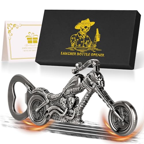 LKKCHER Personalisierte Bier Geschenke für Männer, Totenkopf Motorrad Flaschenöffner, Totenkopf Geschenke, Motorrad Geschenk, Vatertagsgeschenk, Geburtstagsgeschenk für Männer Papa Ehemann Sohn Ihn von LKKCHER